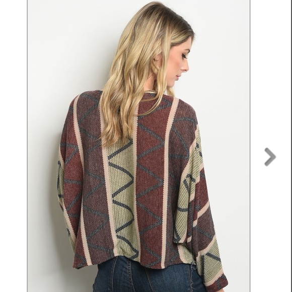 ⚡️ SALE Earthy Multi Printed Dolman Sleeve Top - Picture 2 of 6